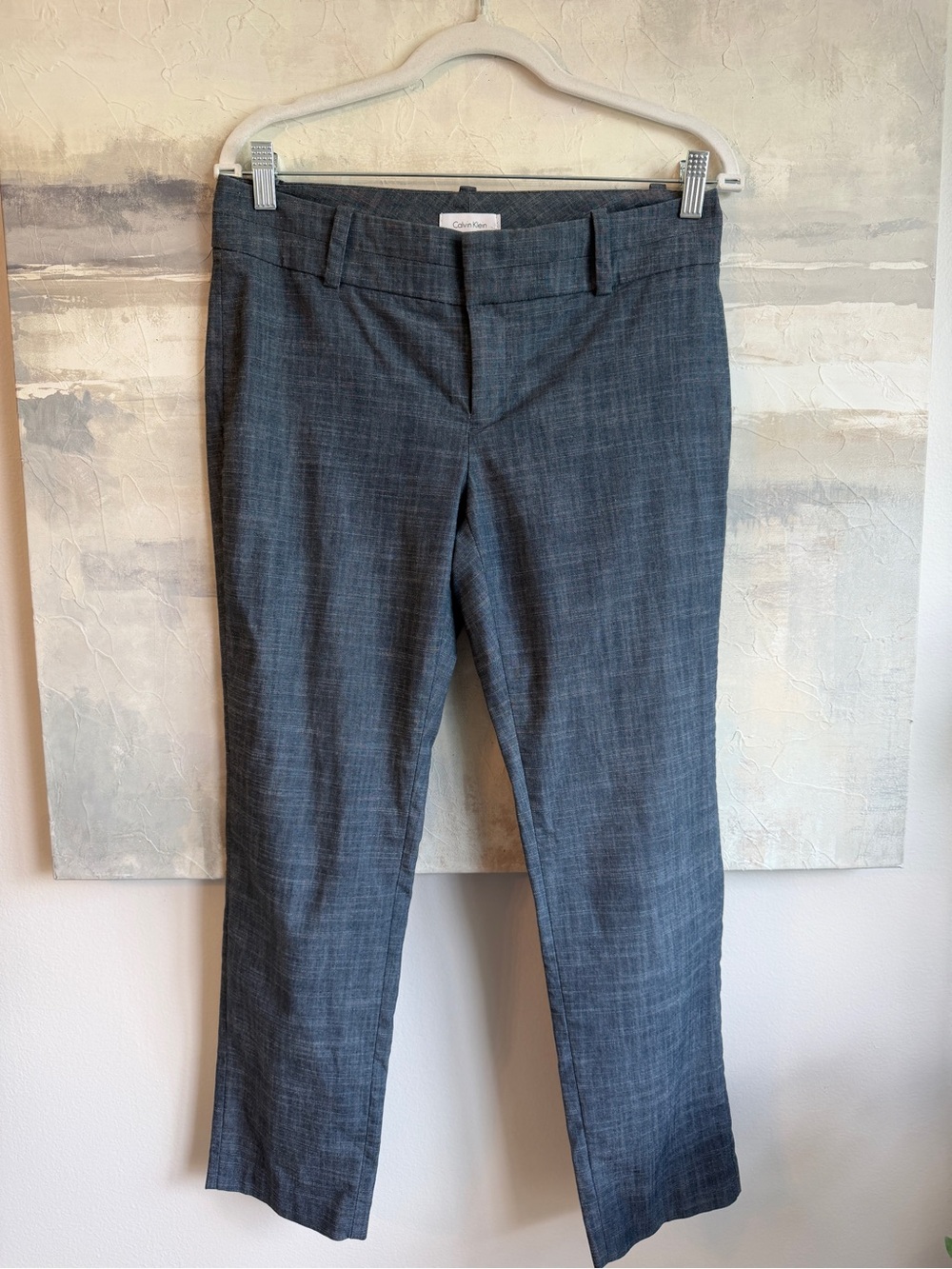 Calvin Klein Gray Blue Career Ankle Dress Pants Women Size 6 Straight Leg